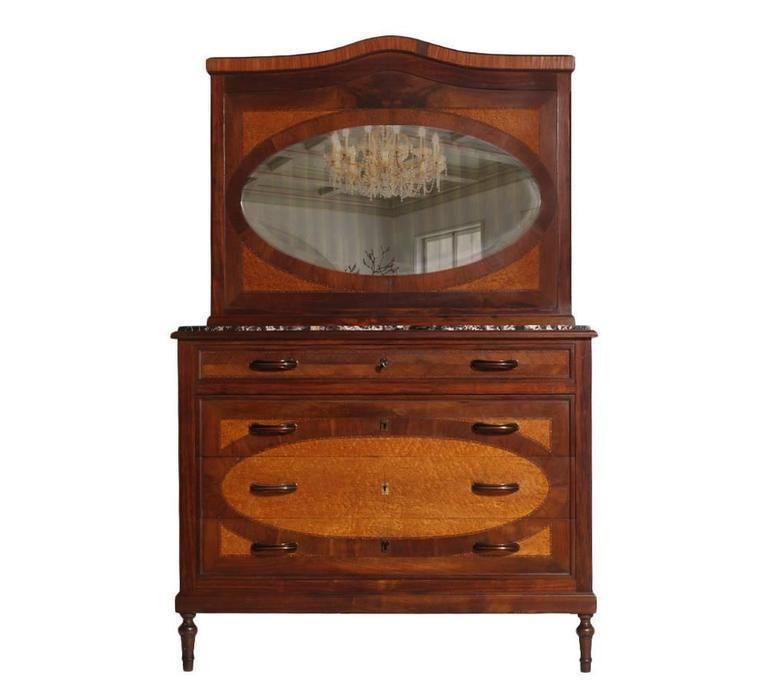 Antique Italian Pair Of Marble Top Bedside Tables And Chest Of Drawers photo furniture
