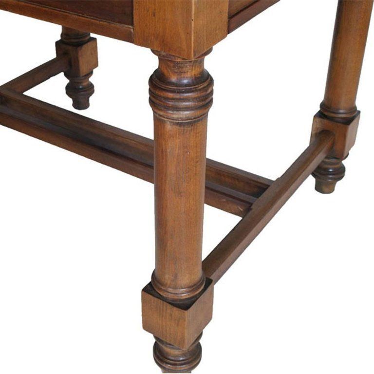 19th Century Neoclassic Austrian Square Table Solid Walnut Restored Wax Polished photo furniture
