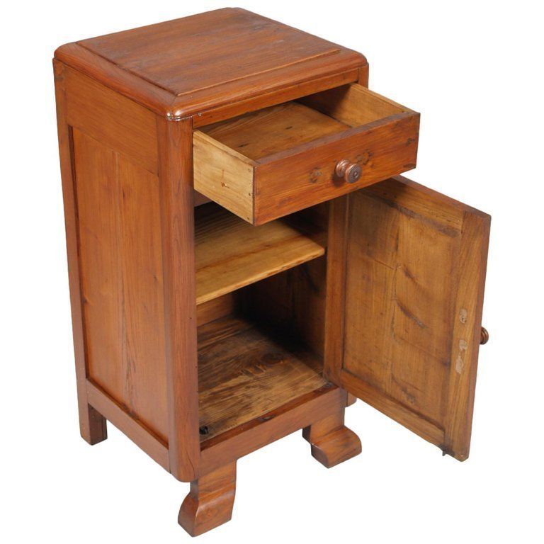 Art Deco Country Bedside Table Nightstand In Pine, Restored And Polished To Wax photo 1716.16