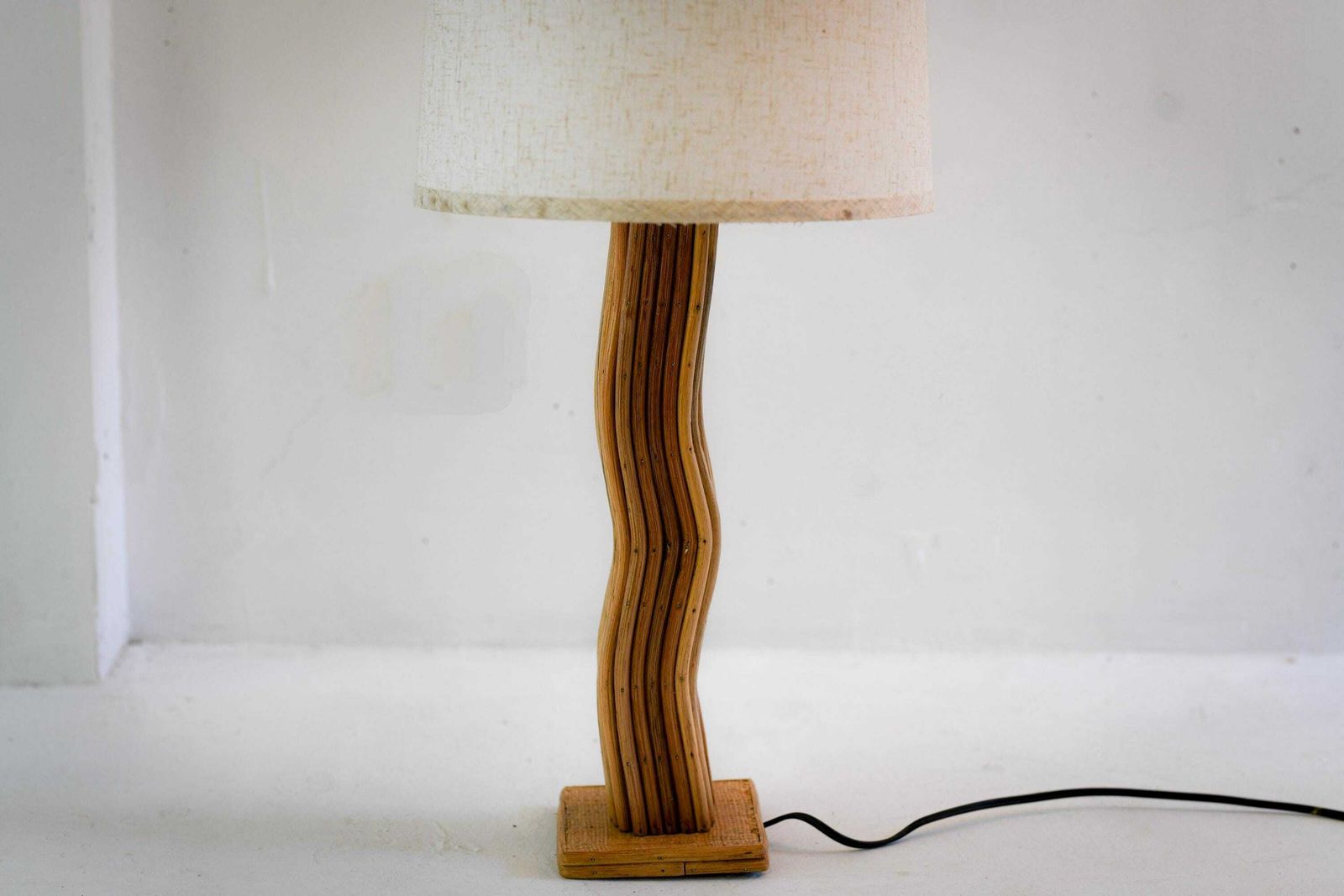 Rattan Modern Wave Lamp, Mid 20th Century photo for sale