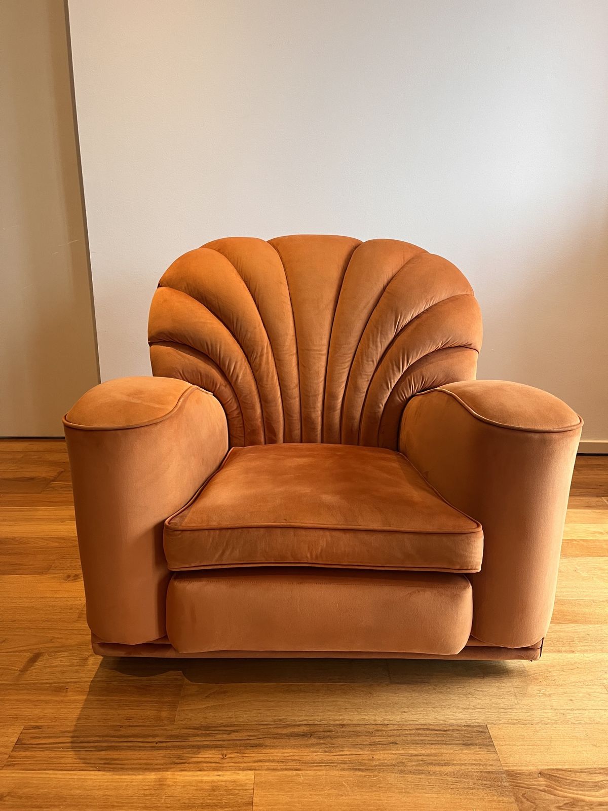 Art Deco Odeon Armchair Burnt Orange Velvet photo furniture