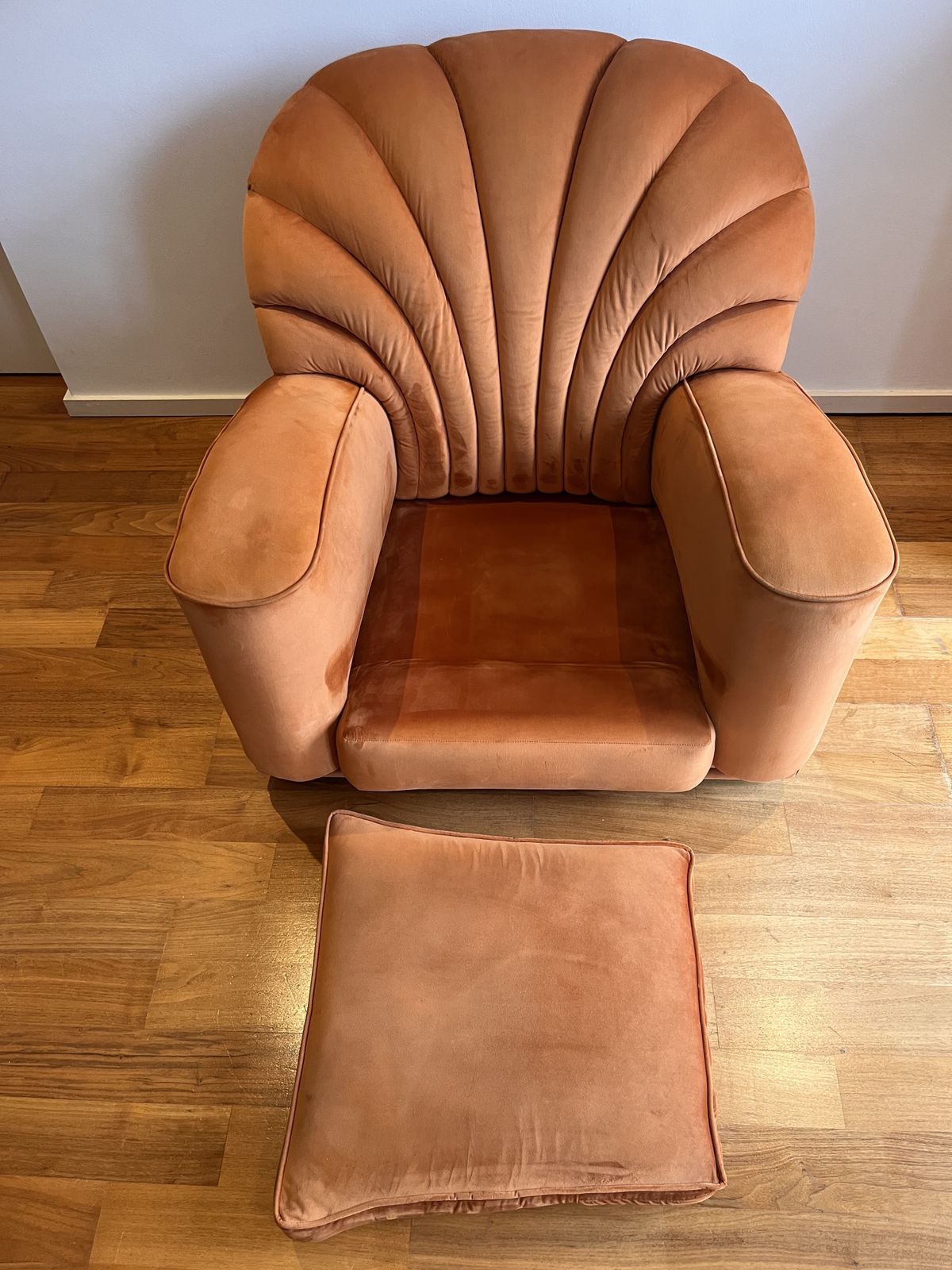 Art Deco Odeon Armchair Burnt Orange Velvet photo for sale