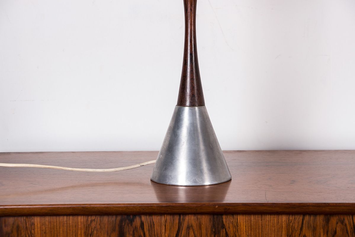 Lampe de table suédoise en aluminium, palissandre et bakélite par Bergboms, 1960. photo furniture