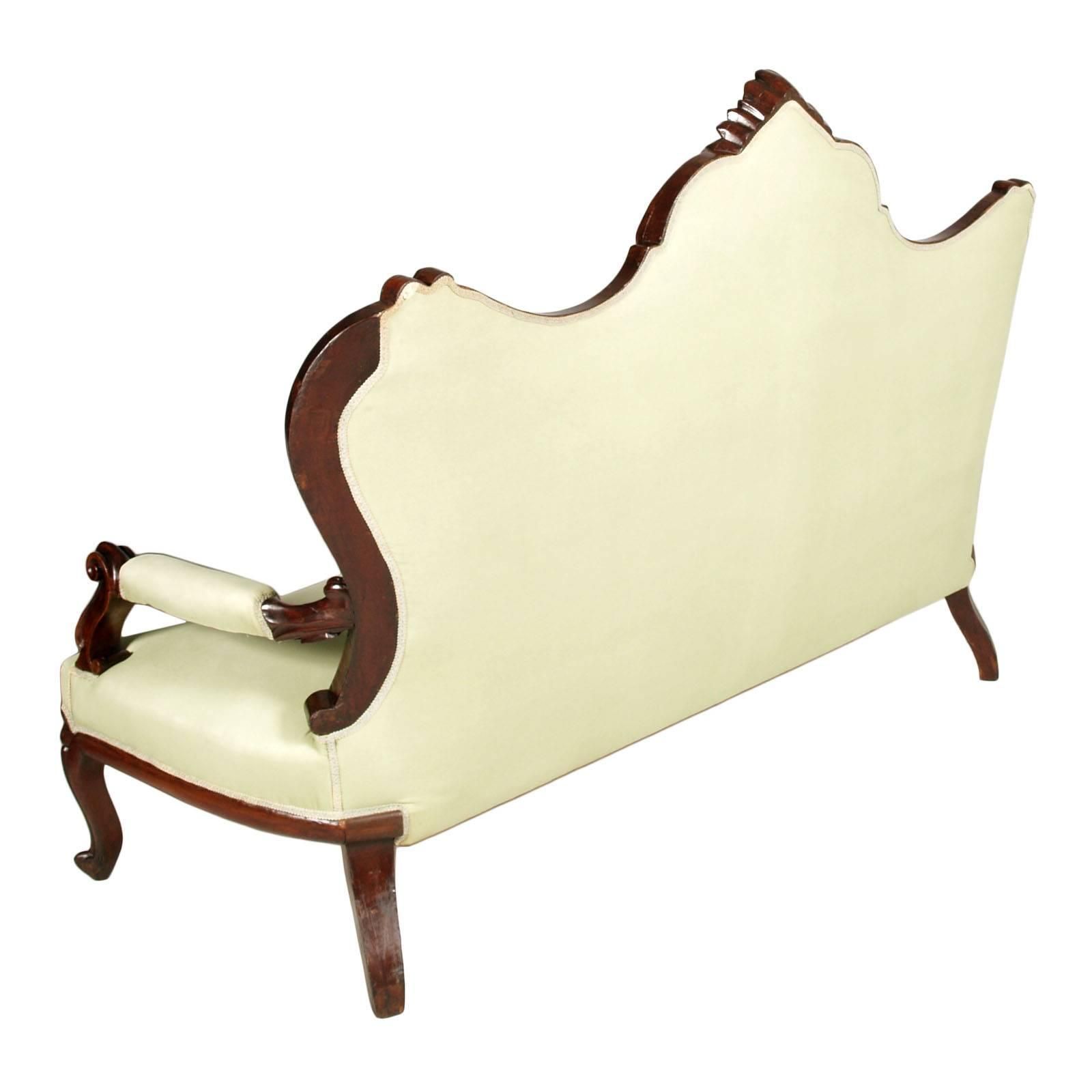 1800s Venetian Sofa Valentino Besarel Attributable, Hand Carved Walnut photo Furniture