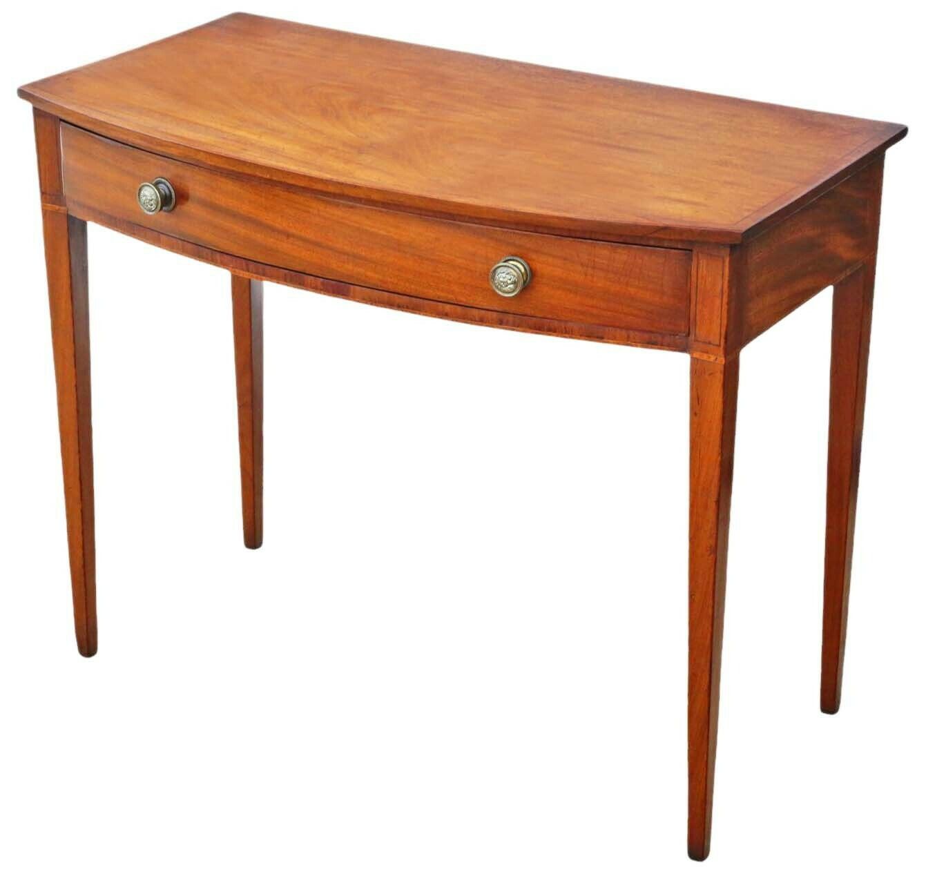 Antique Fine Quality Georgian Bow Front Mahogany Writing Dressing Table 19th Century Desk Side