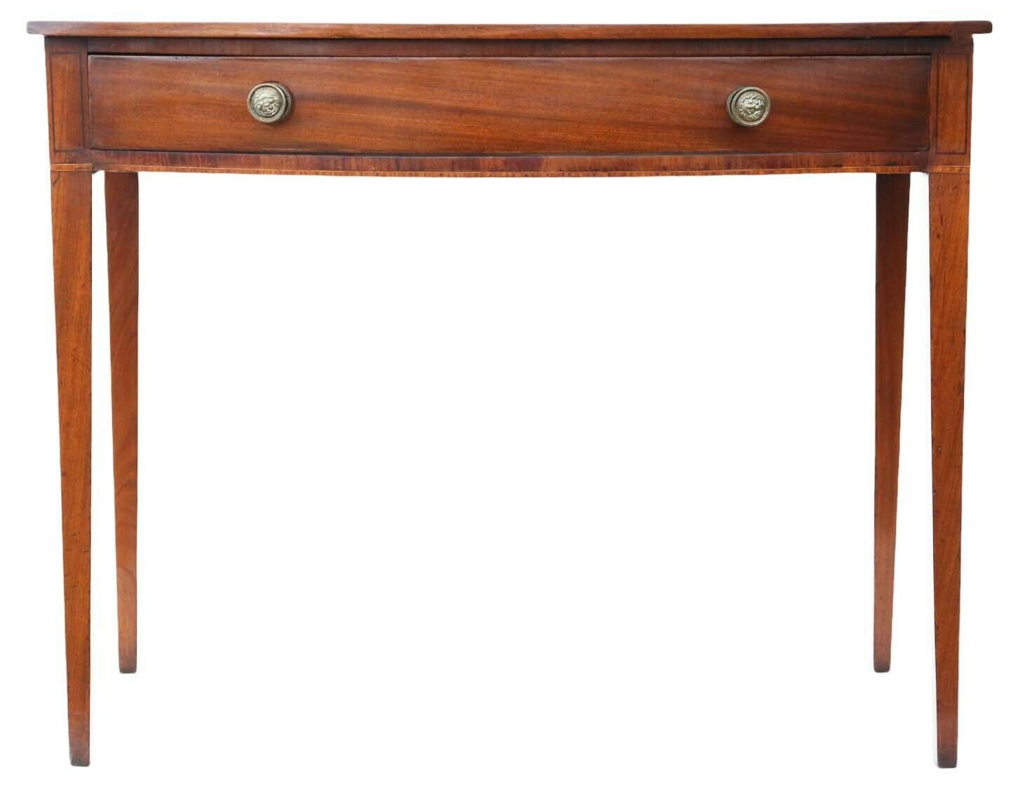 Antique Fine Quality Georgian Bow Front Mahogany Writing Dressing Table 19th Century Desk Side photo furniture