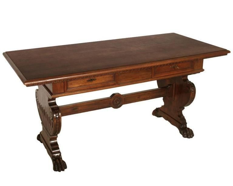 Late 19th Century Desk With Chairs, Tuscan Renaissance By Dini & Puccini From Cascina photo furniture