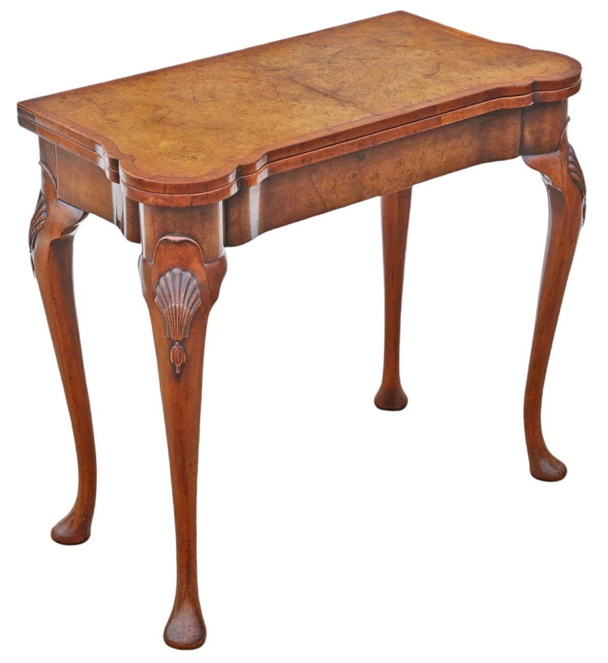 Antique Fine Quality Georgian Revival Burr Walnut Folding Card Or Tea Table photo furniture