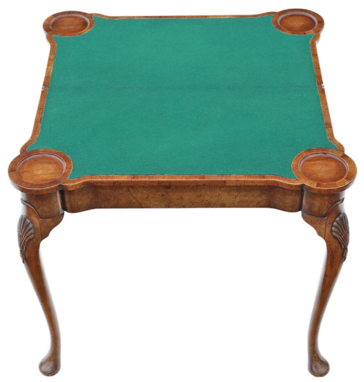Antique Fine Quality Georgian Revival Burr Walnut Folding Card Or Tea Table photo for sale