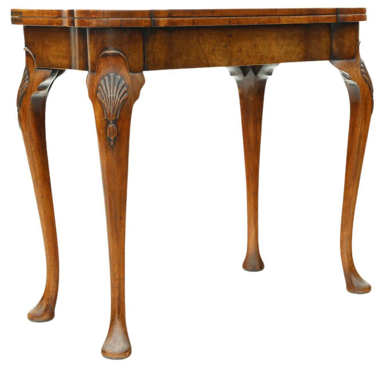 Antique Fine Quality Georgian Revival Burr Walnut Folding Card Or Tea Table photo vintage
