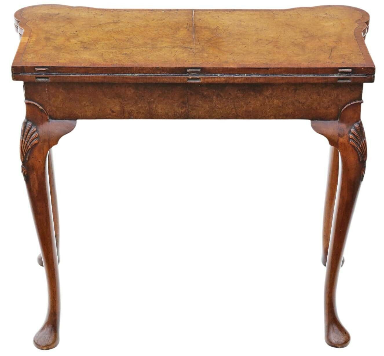 photo furniture Antique Fine Quality Georgian Revival Burr Walnut Folding Card Or Tea Table