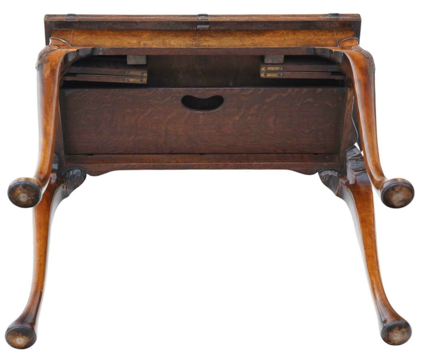 Furniture Antique Fine Quality Georgian Revival Burr Walnut Folding Card Or Tea Table photo