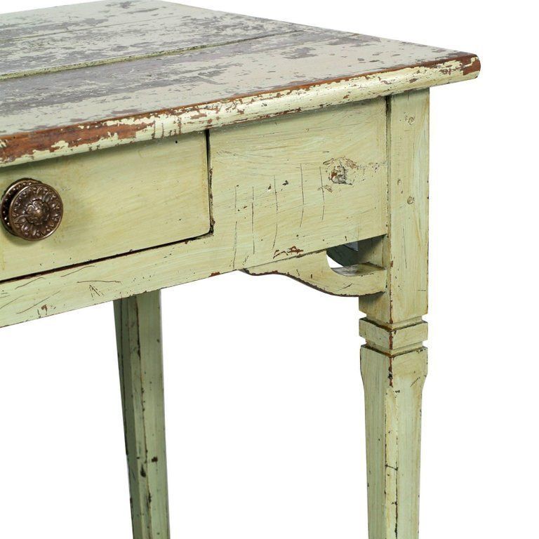 Late 19th Century Tyrolean Shabby Small Desk Table Art Nouveau, Pine Painted photo furniture