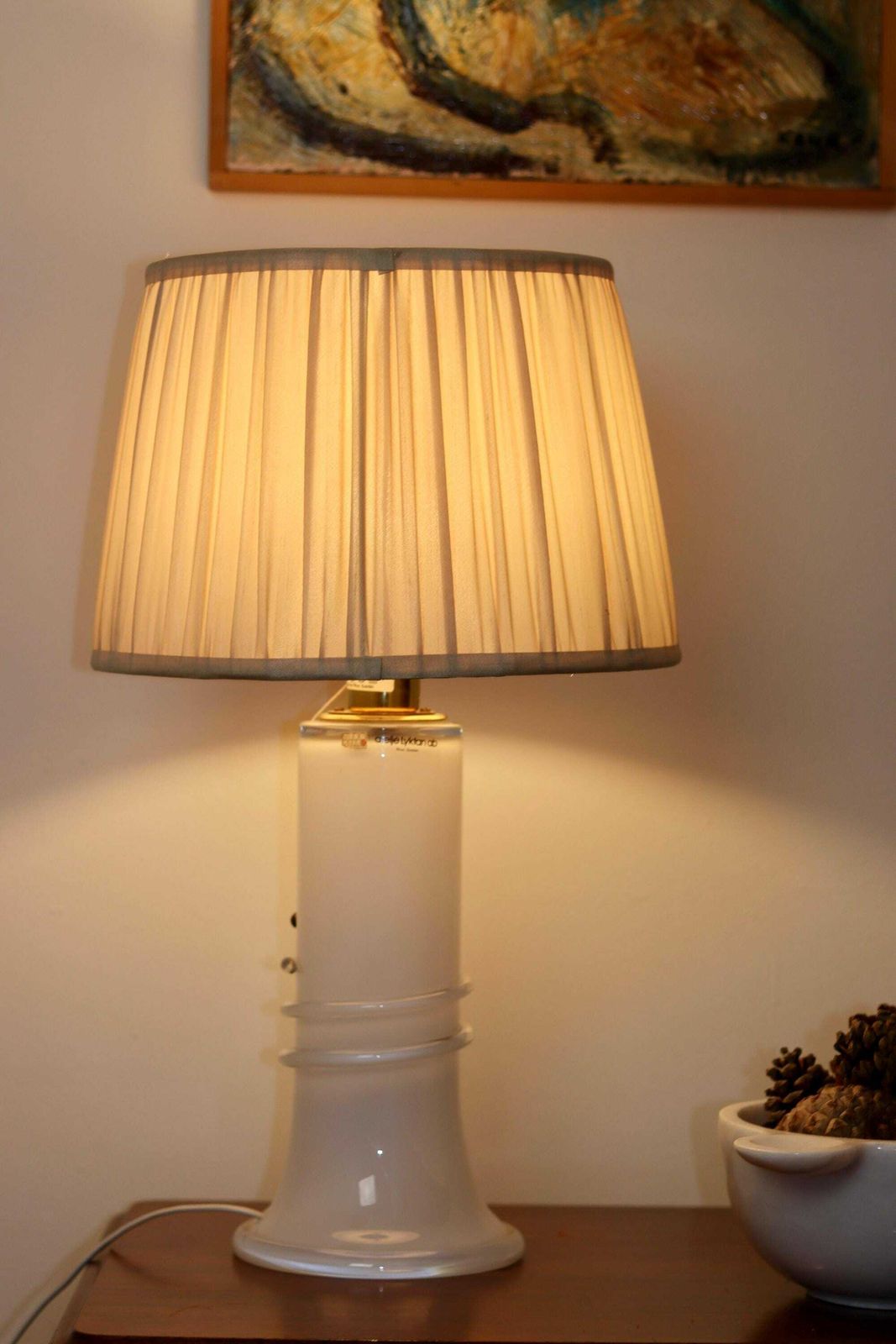 Vintage Glass Table Lamp By Hannelore Dreutler, Studio åhus, Sweden, 1990's photo vinterior