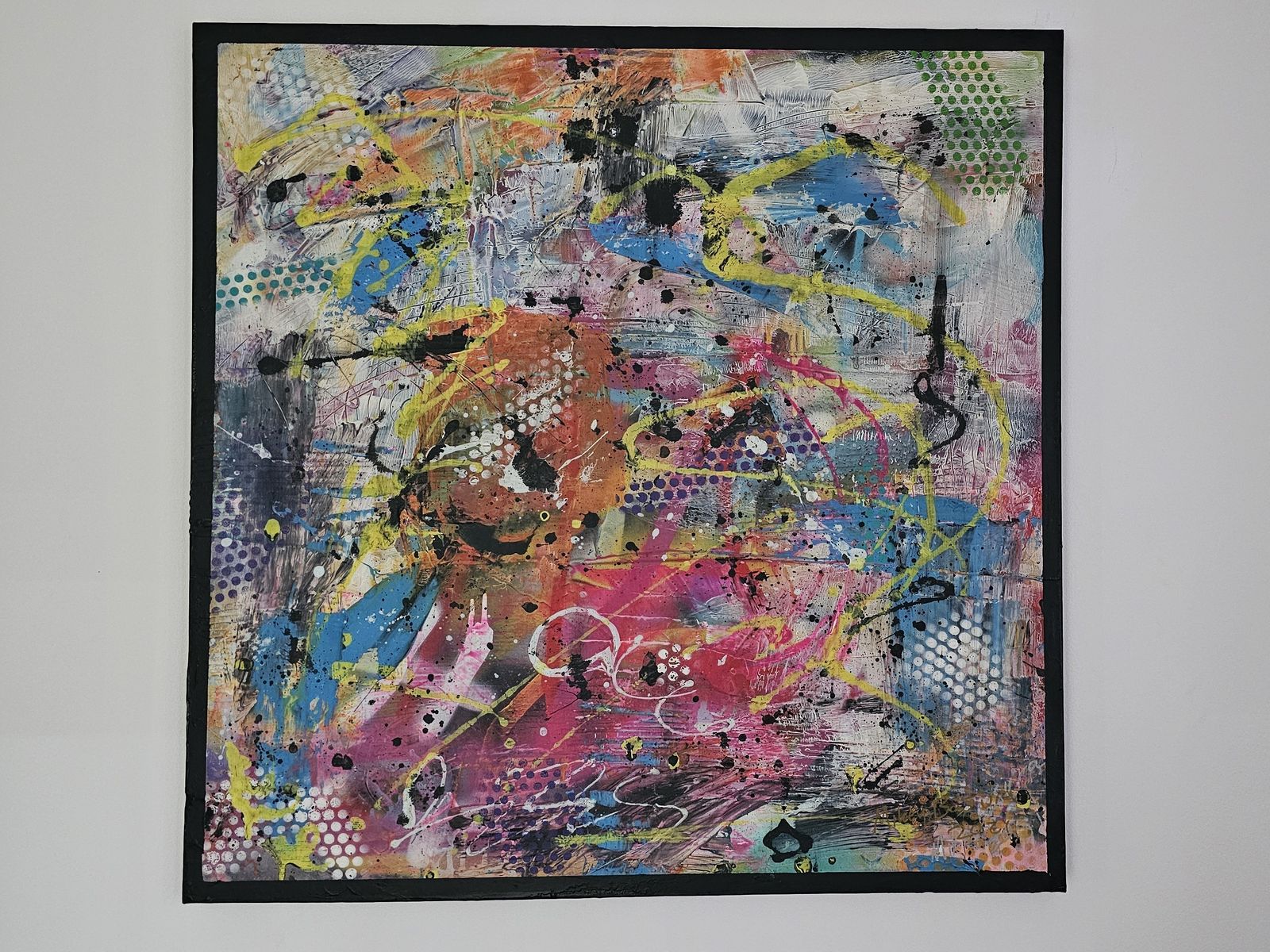 Colourful Large Original Modern Abstract Painting By Mikey Basura