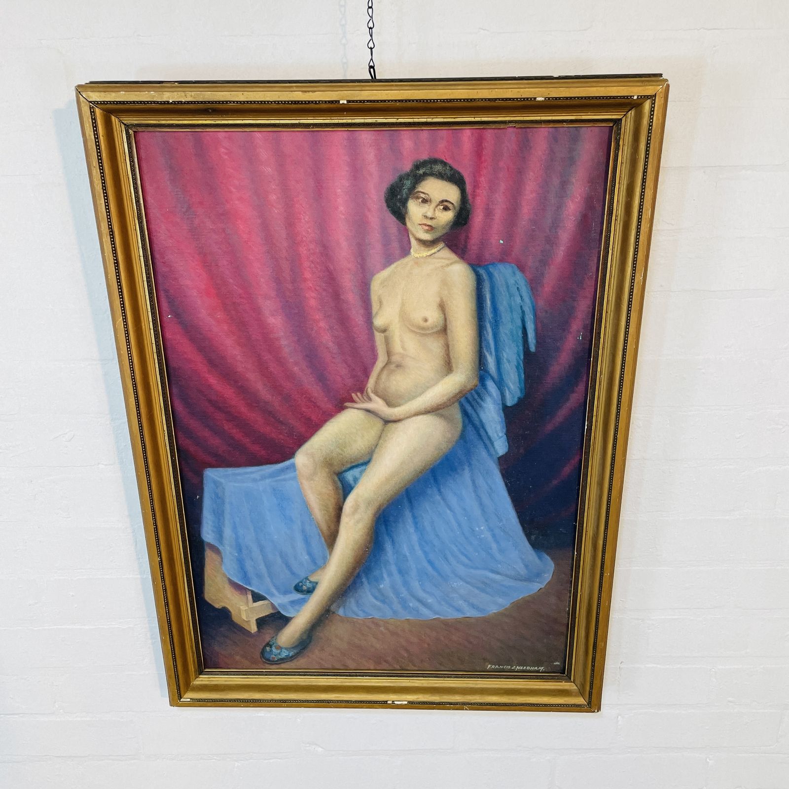 Nude Acrylic Painting, Framed + Signed Francis J. Needham photo buy
