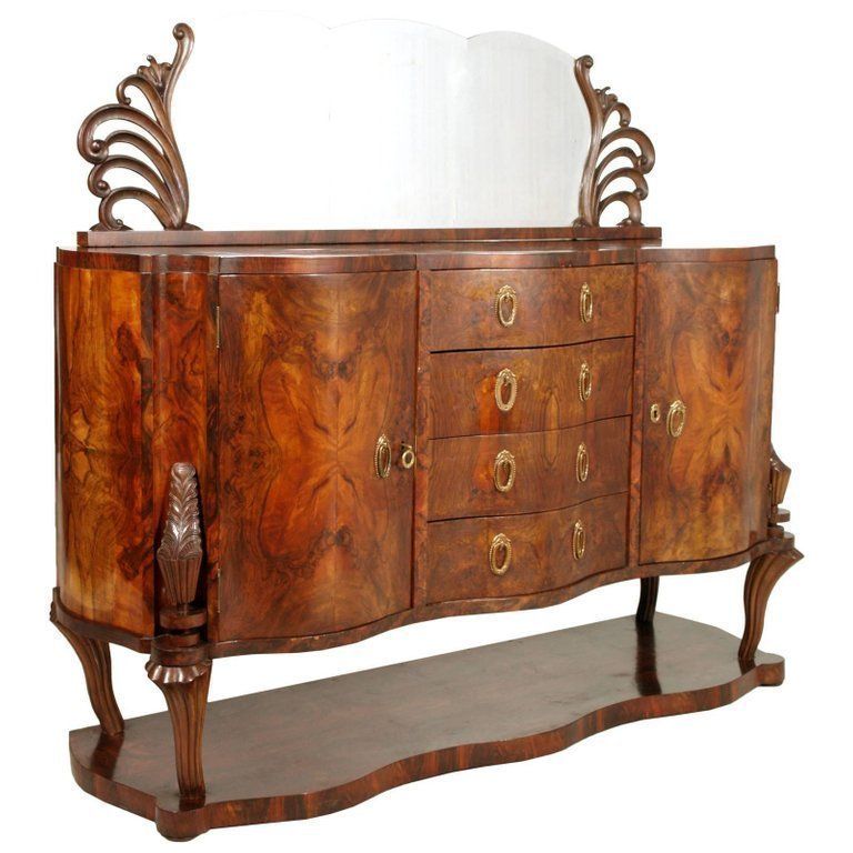 1920s Testolini & Salviati Venice Baroque Art Deco Dining Room Set Burl Walnut photo vintage