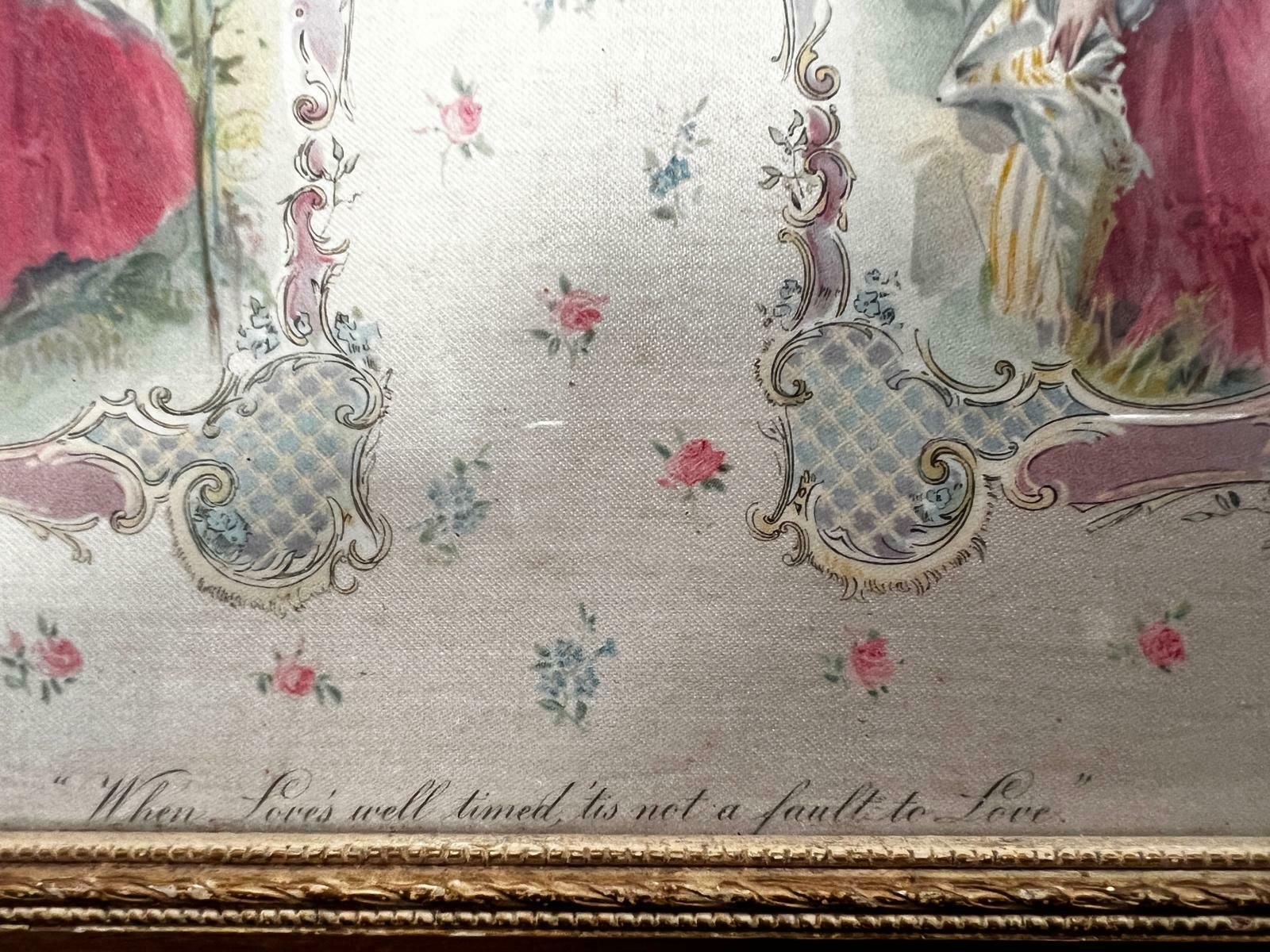 Victorian Painted Lady And Gentlemen Courting " When Love's Well Timed Its Not A Fault To Love " photo for sale