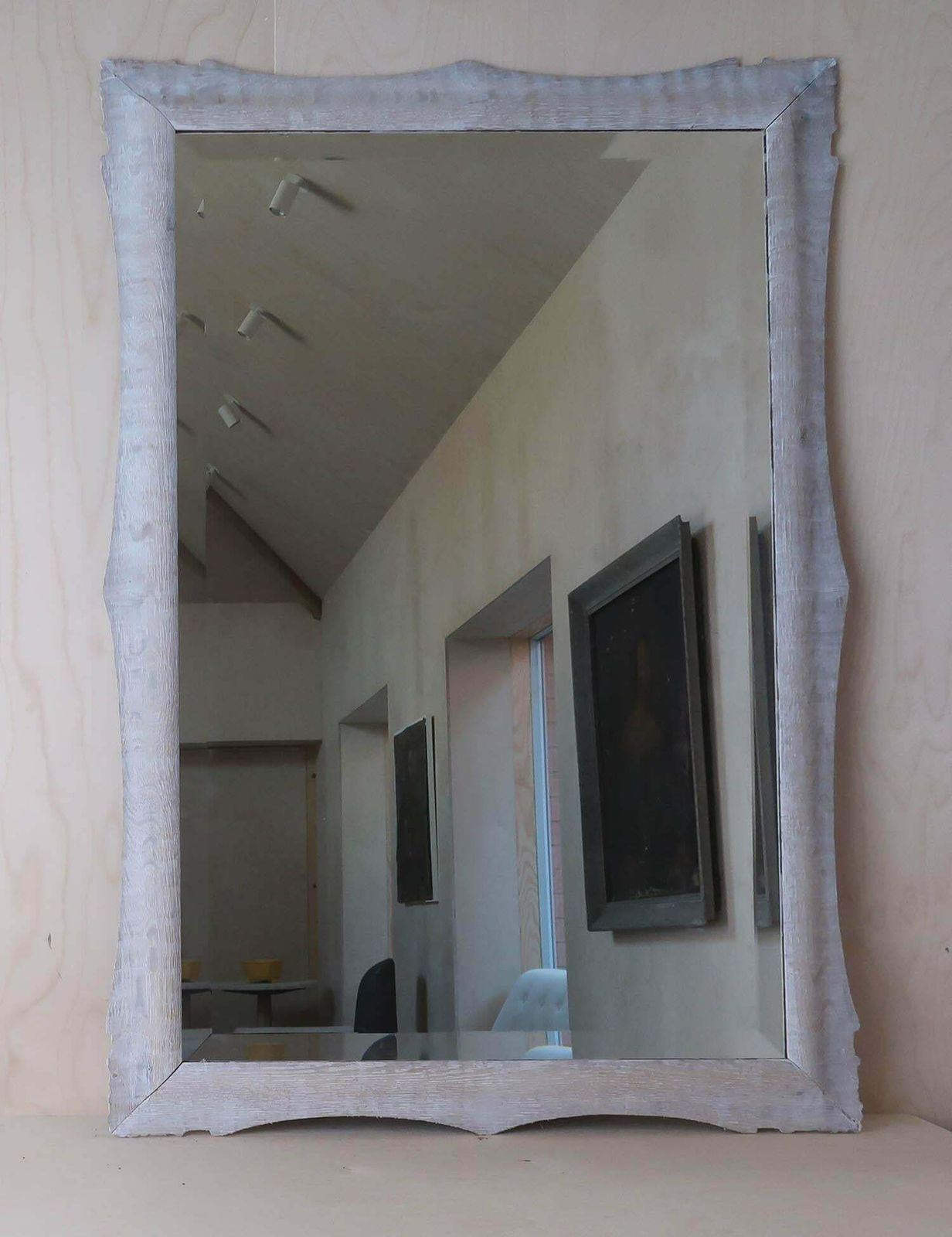 Antique Baroque Style Limed Oak Mirror. English, 19th Century photo 490.0