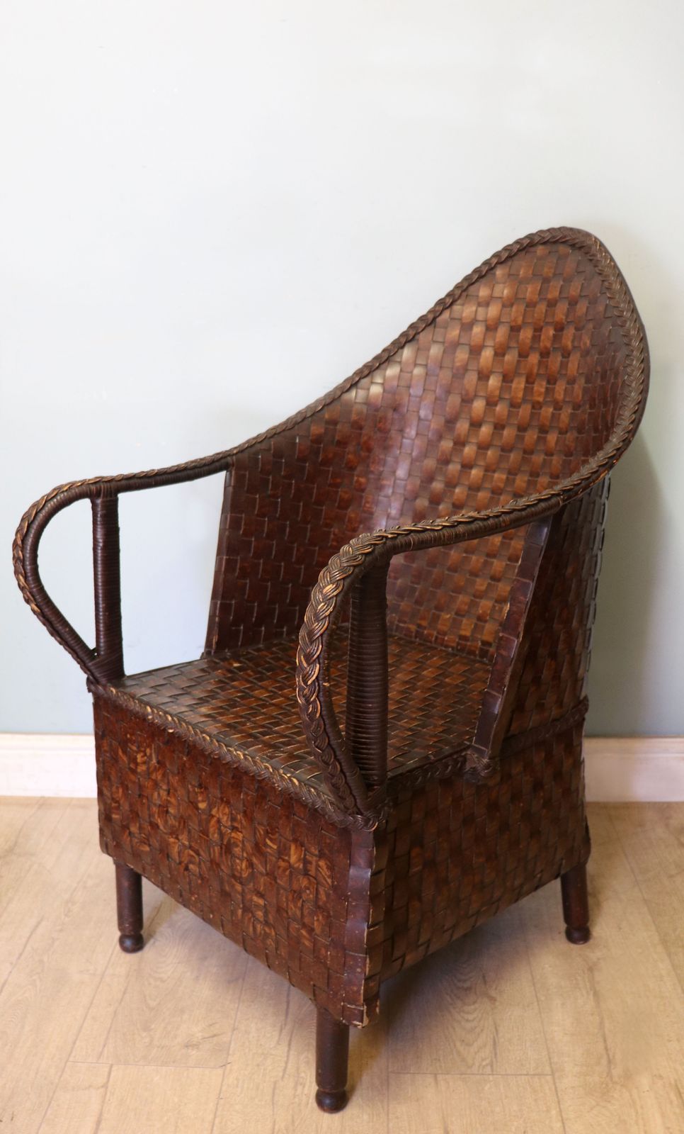 A Wonderful, Vintage High Back Patent Ply Fibre Armchair. photo Furniture