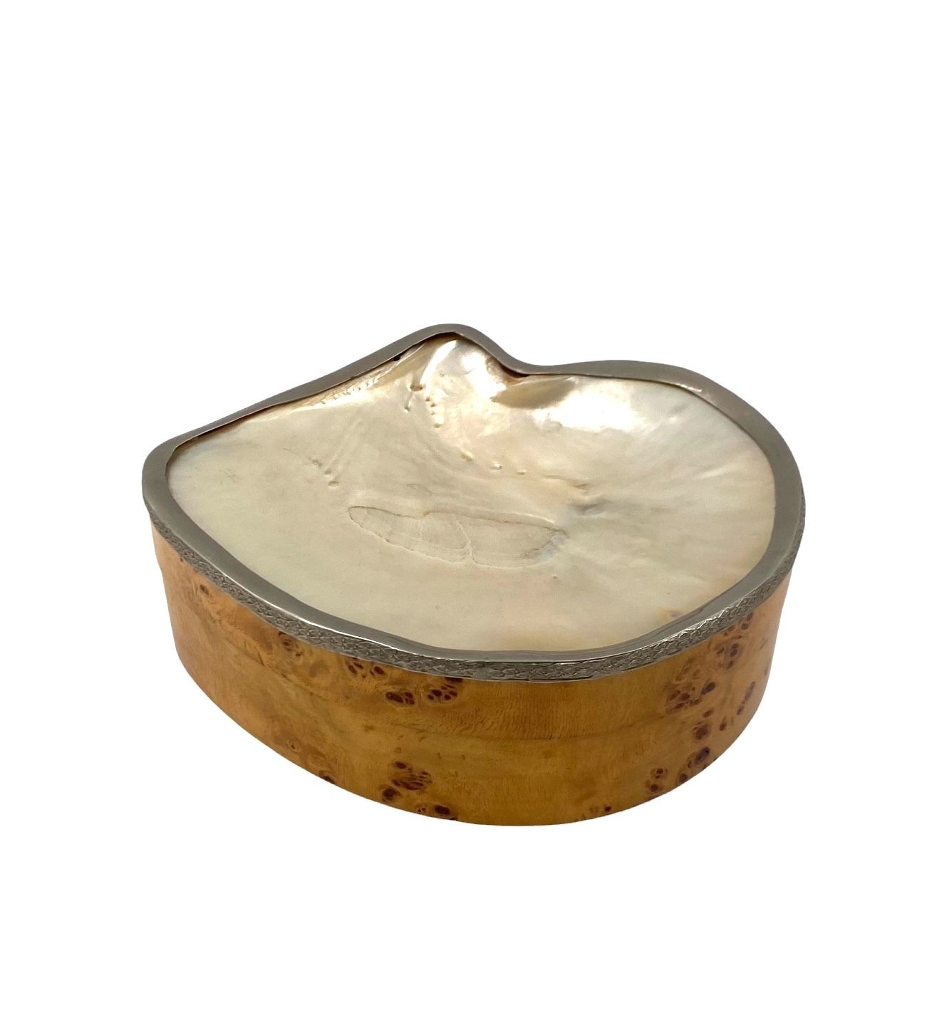 Hollywood Regency Shell And Burl Jewelry Box, Italy 1970s photo vintage