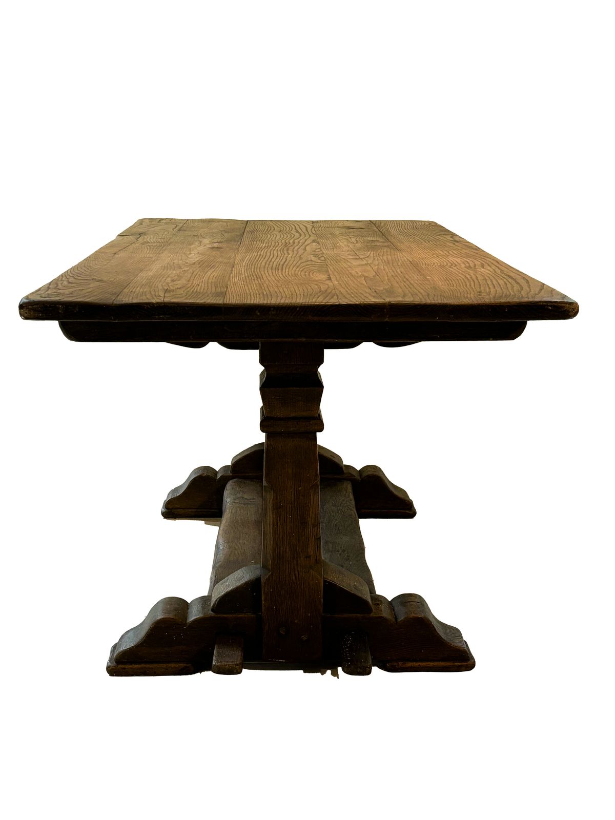 Antique Oak Refectory Dining Table With Set Of 6 Chairs Including 2 Carvers photo 999.0