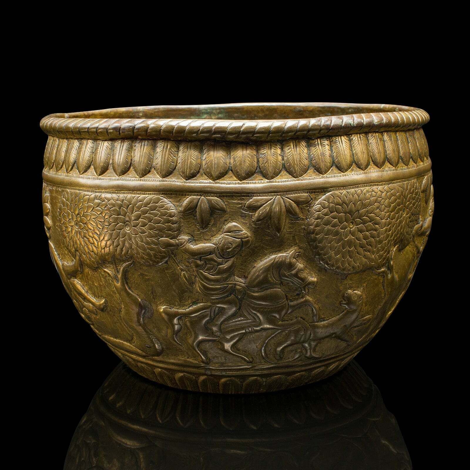 Antique Offering Bowl, Planter, South East Asian, Brass, Jardiniere, Victorian photo Home Decor