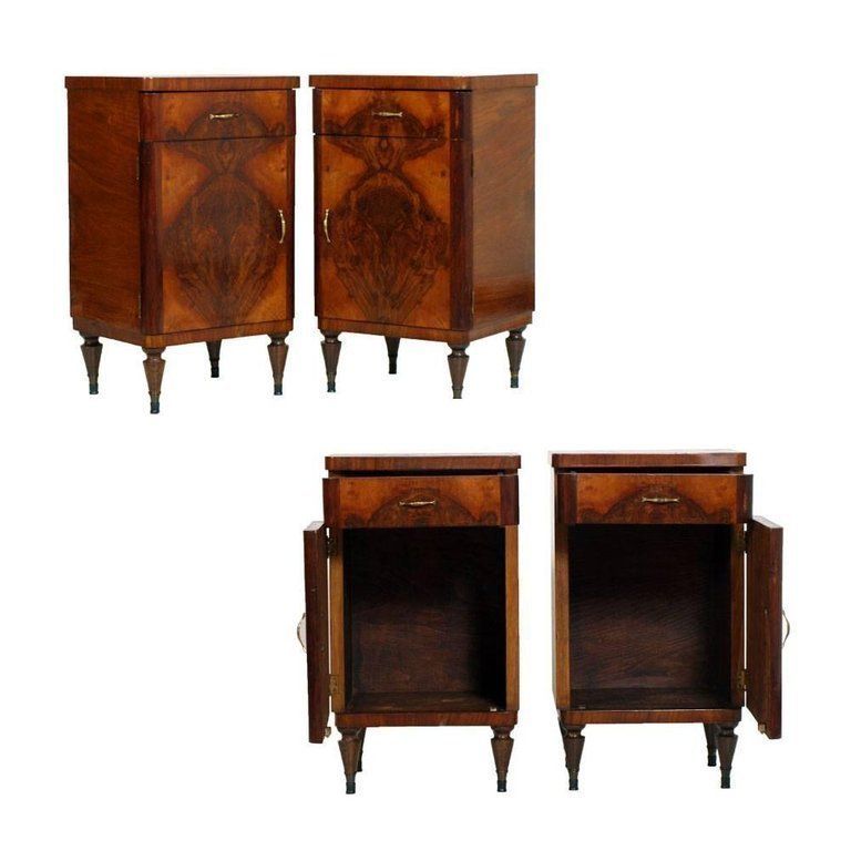 1920s Art Deco Commode, Nightstands, Permanente Mobili Di Cantù, In Burl Walnut , Polished To Wax photo 17112.0