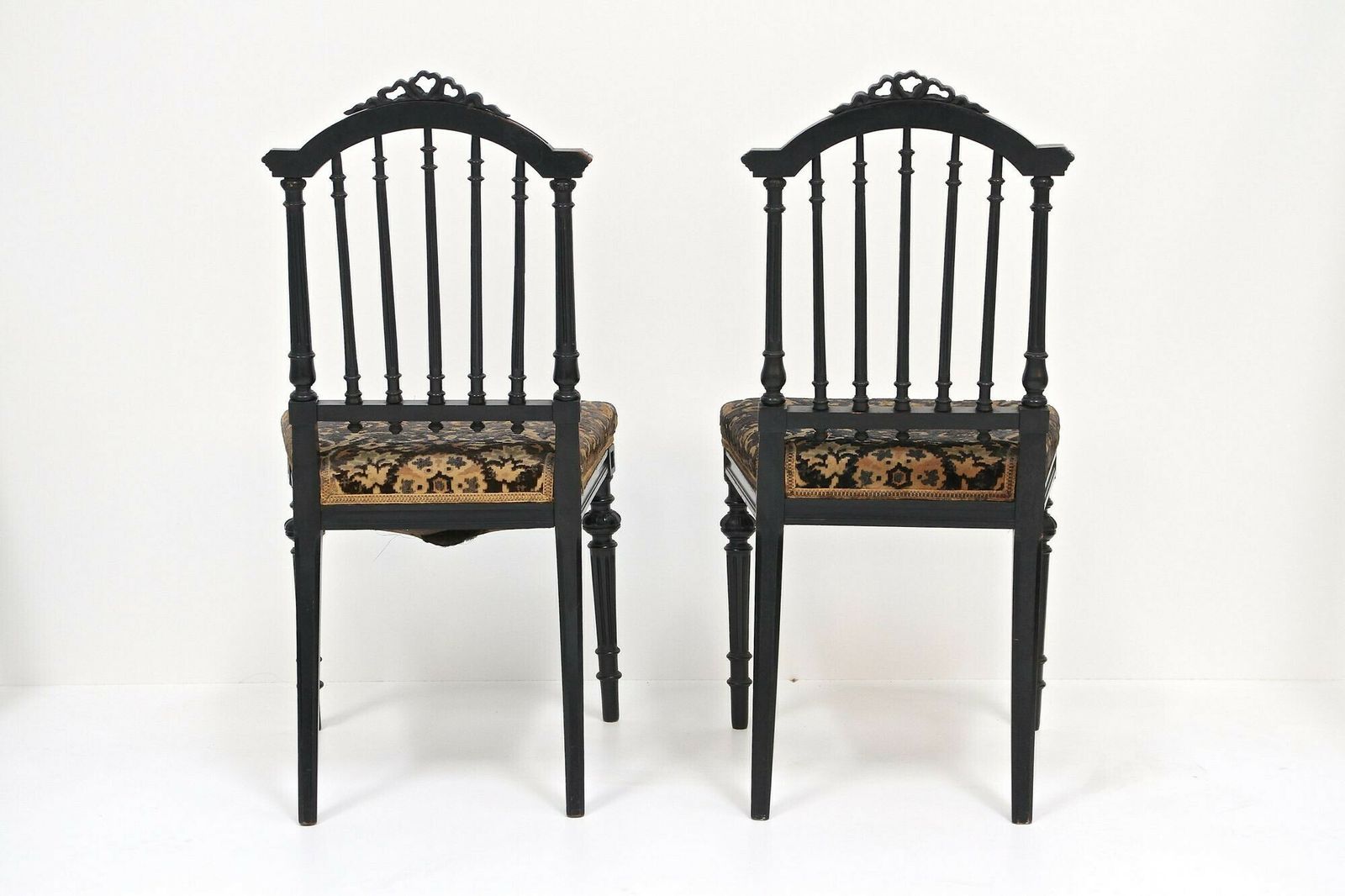 Pair Of Black 19th Century Side Chairs, Original Upholstery   Fr Ca. 1870 photo Furniture