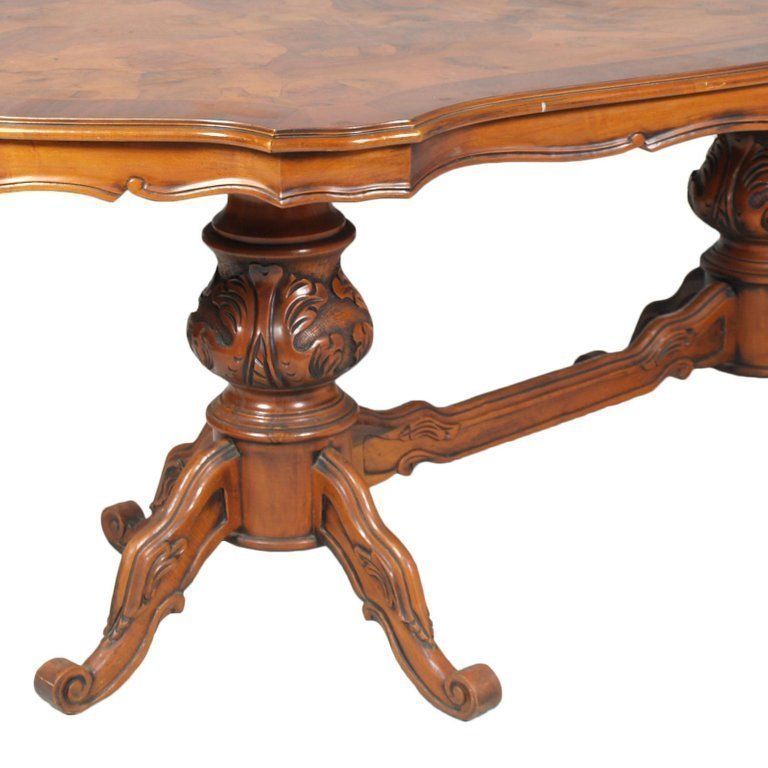 Baroque Ferrarese Period Art Deco Dining Table With Six Louis Philippe Chairs photo Furniture
