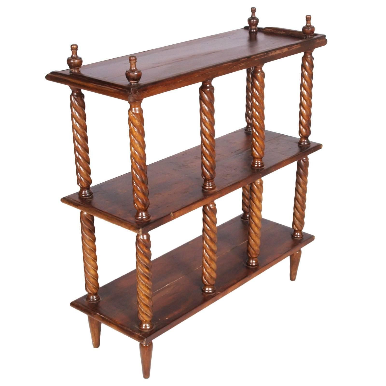 Art Deco Mid Century Modern Bookshelf Bookcase Walnut Turned Restored Shellac photo for sale