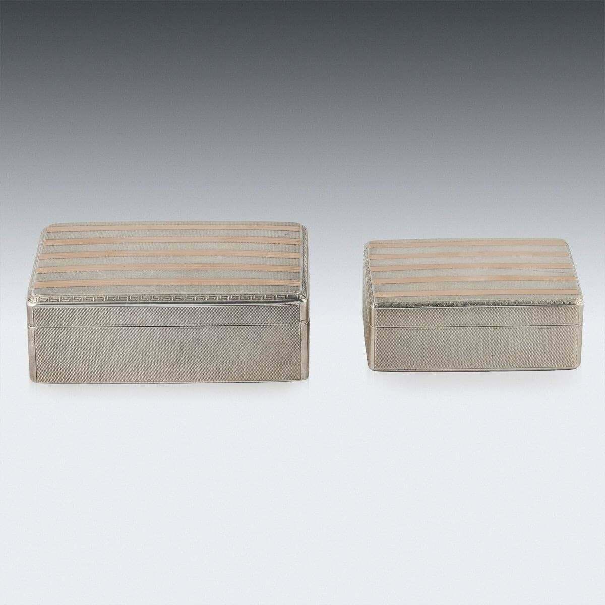 Antique 20th Century Pair Of German Export Solid Silver & Gilt Boxes C.1922 photo for sale
