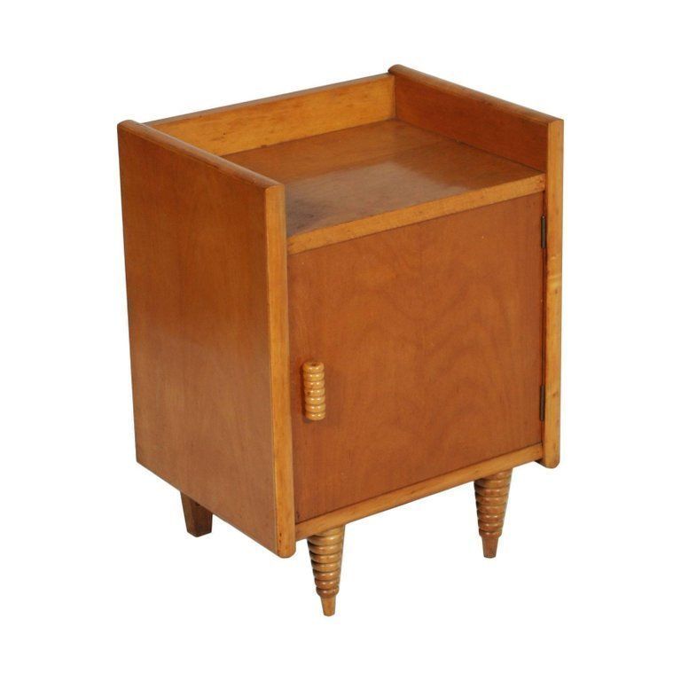 Midcentury Art Deco Nightstand, Gio Ponti Attributed, Blond Walnut Wax Polished