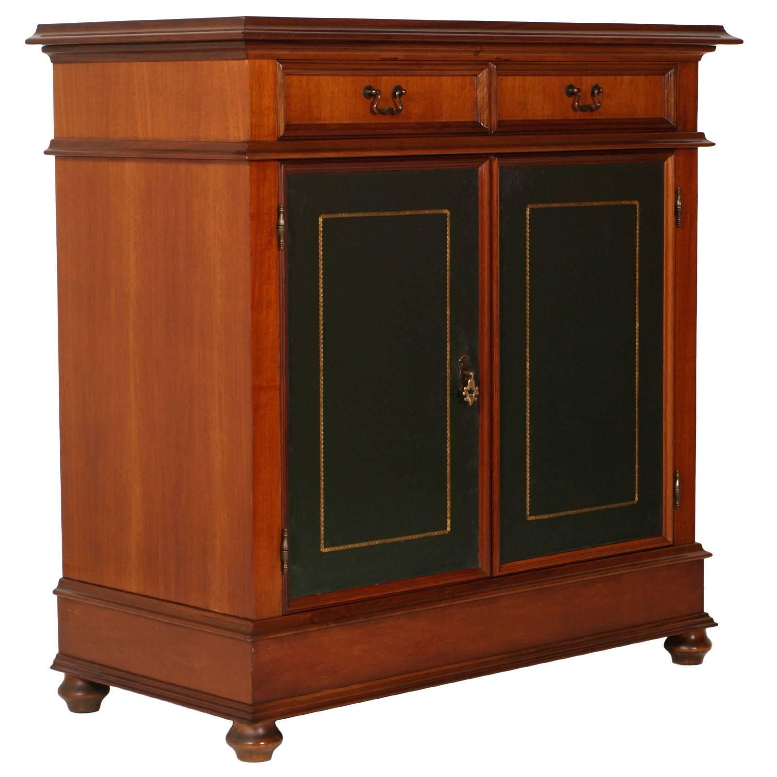 Italian Midcentury 1930s Bookcase Walnut Veneer With Two Drawers, Wax Polished photo for sale