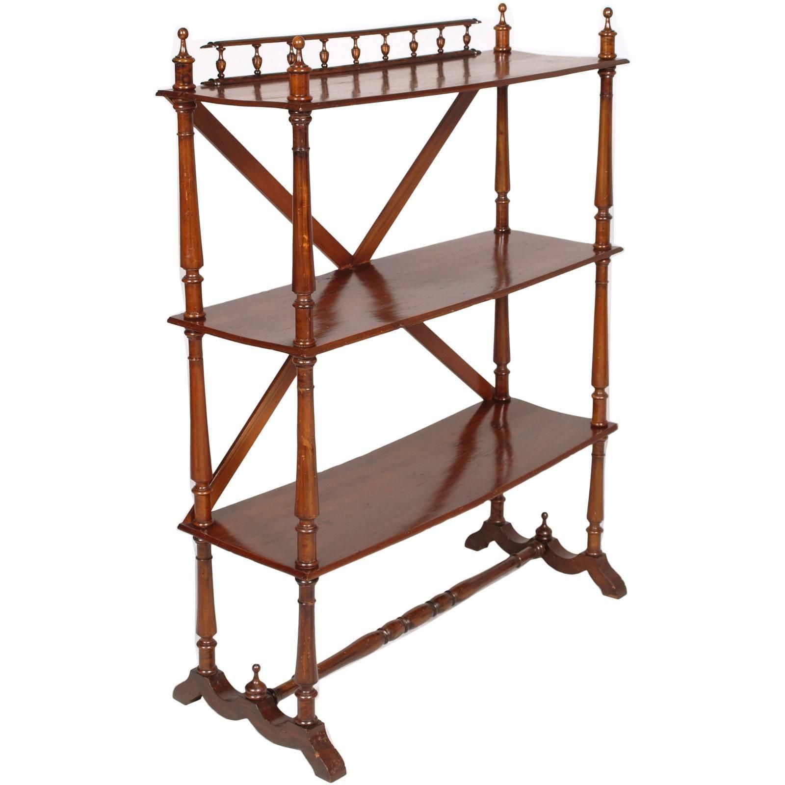 Late 19th Century Bookcase étagère By Fratelli Mora Milano In Walnut Wax Polish