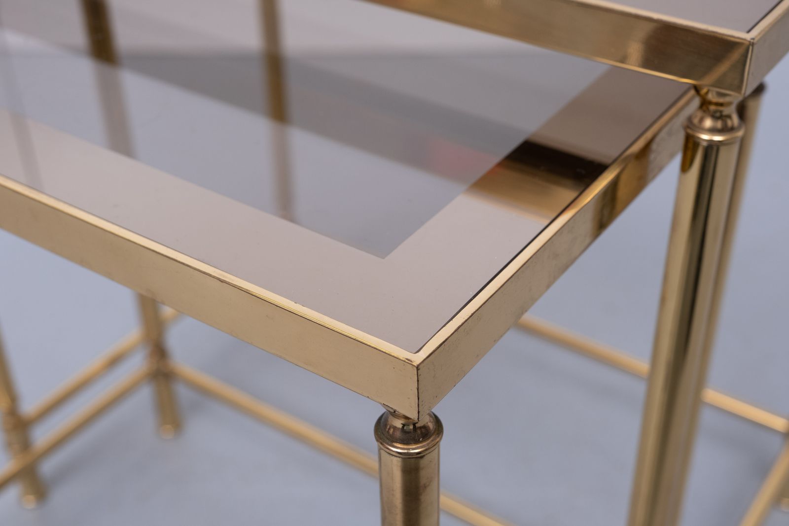 Brass Side Tables Hollywood Recency 1970s France photo furniture