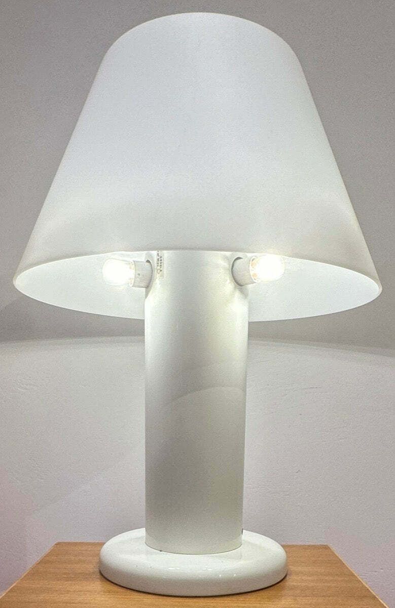 1970s Italian Guzzini White Lacquered Metal Table Lamp photo buy