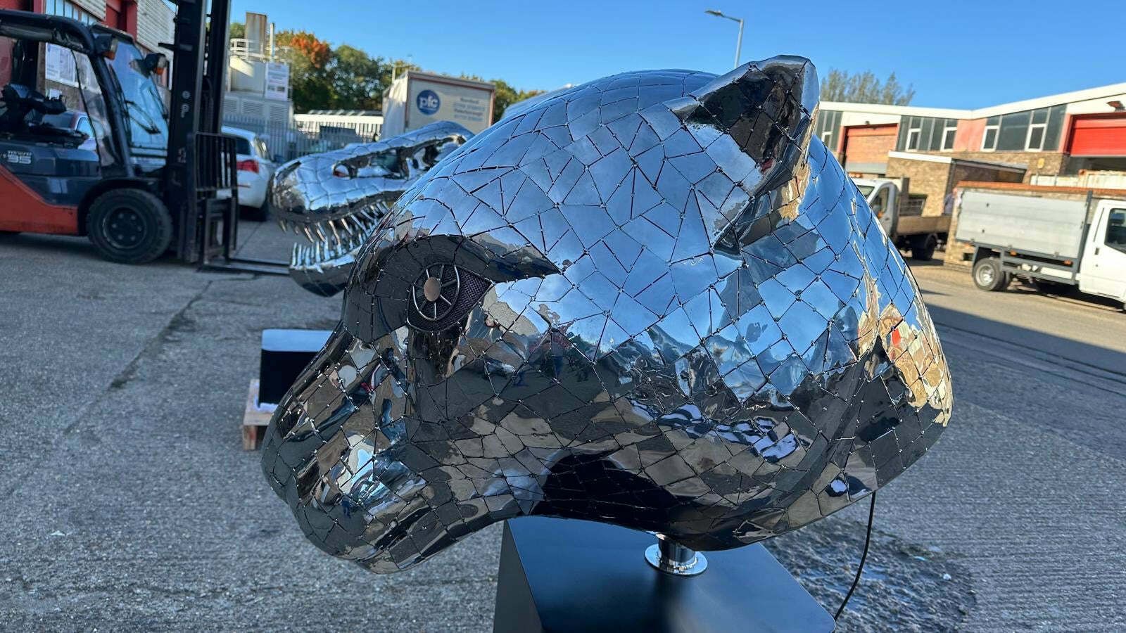 “Art Paris” One Of A Kind, Panther Head Sculpture photo vintage
