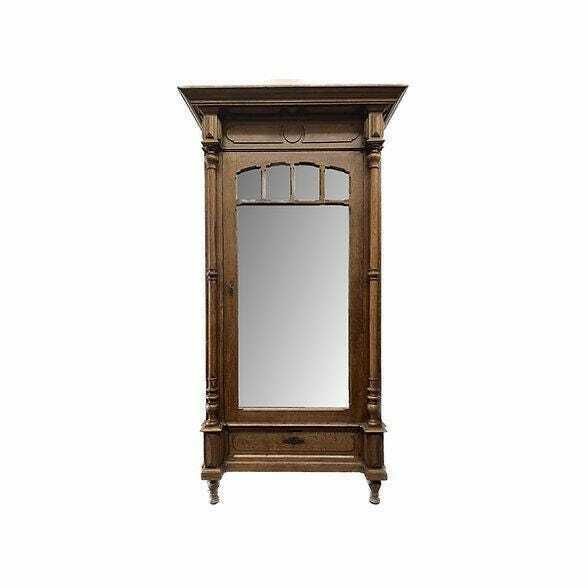 Antique 19th Century French Louis XV Oak Mirrored Armoire/Wardrobe With Drawers