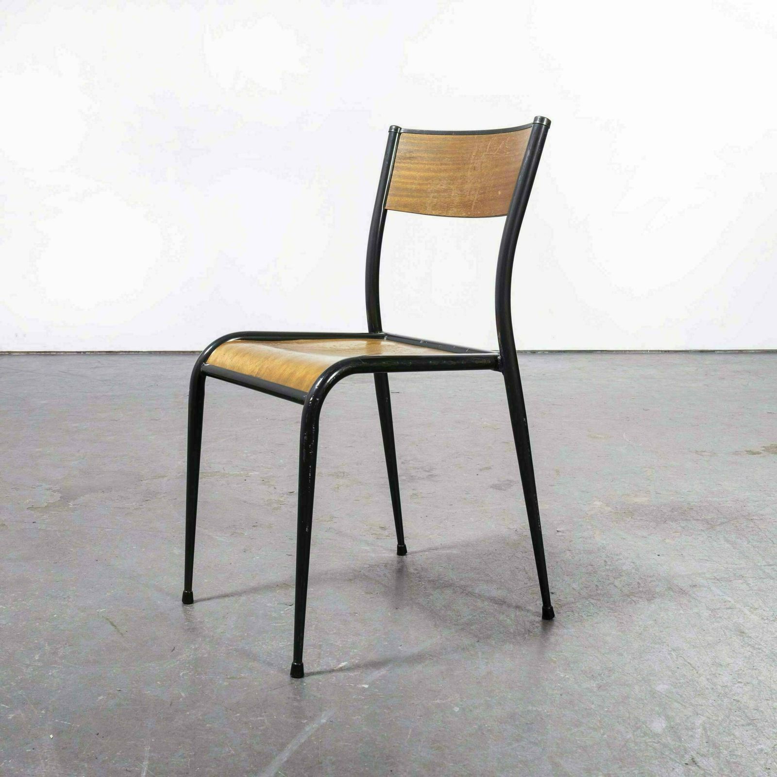 1950’s French Mullca Black Tapered Leg School Dining Chairs – Set Of Four photo buy