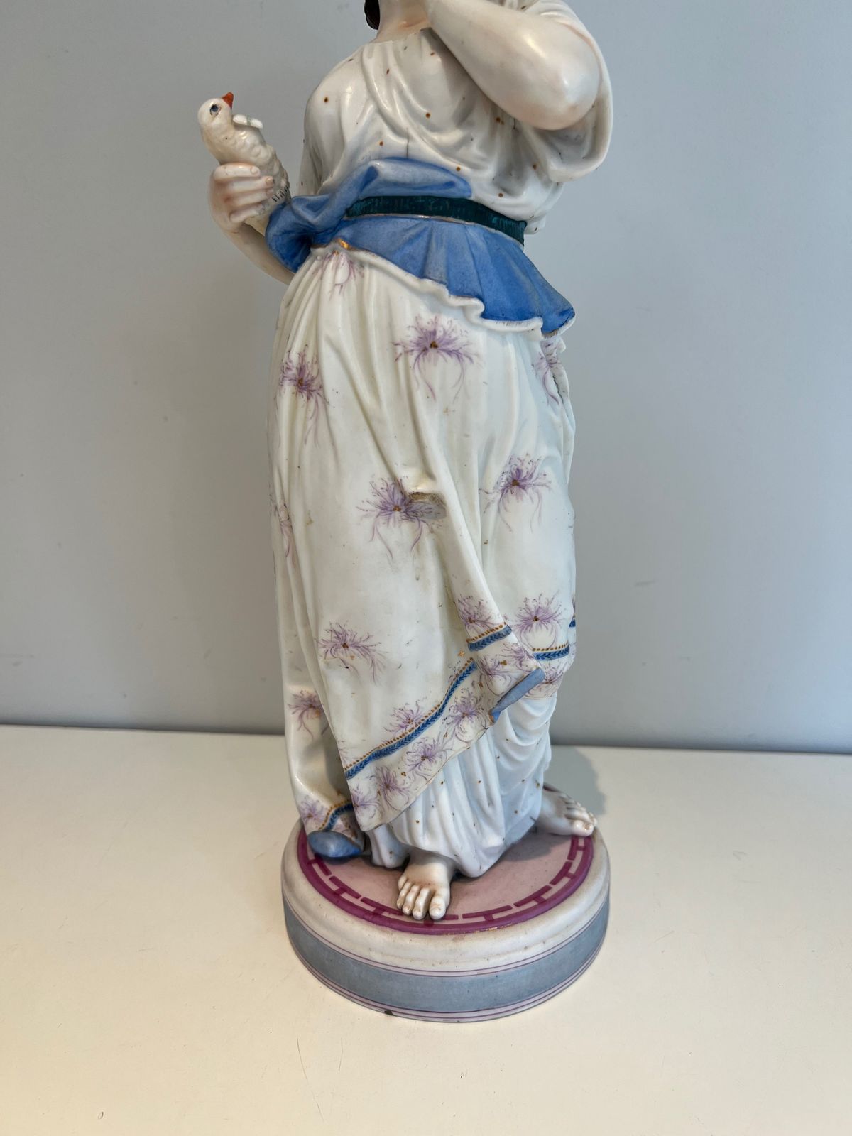 Pair Of Important Porcelain Subjects Representing Two Women With Birds photo for sale