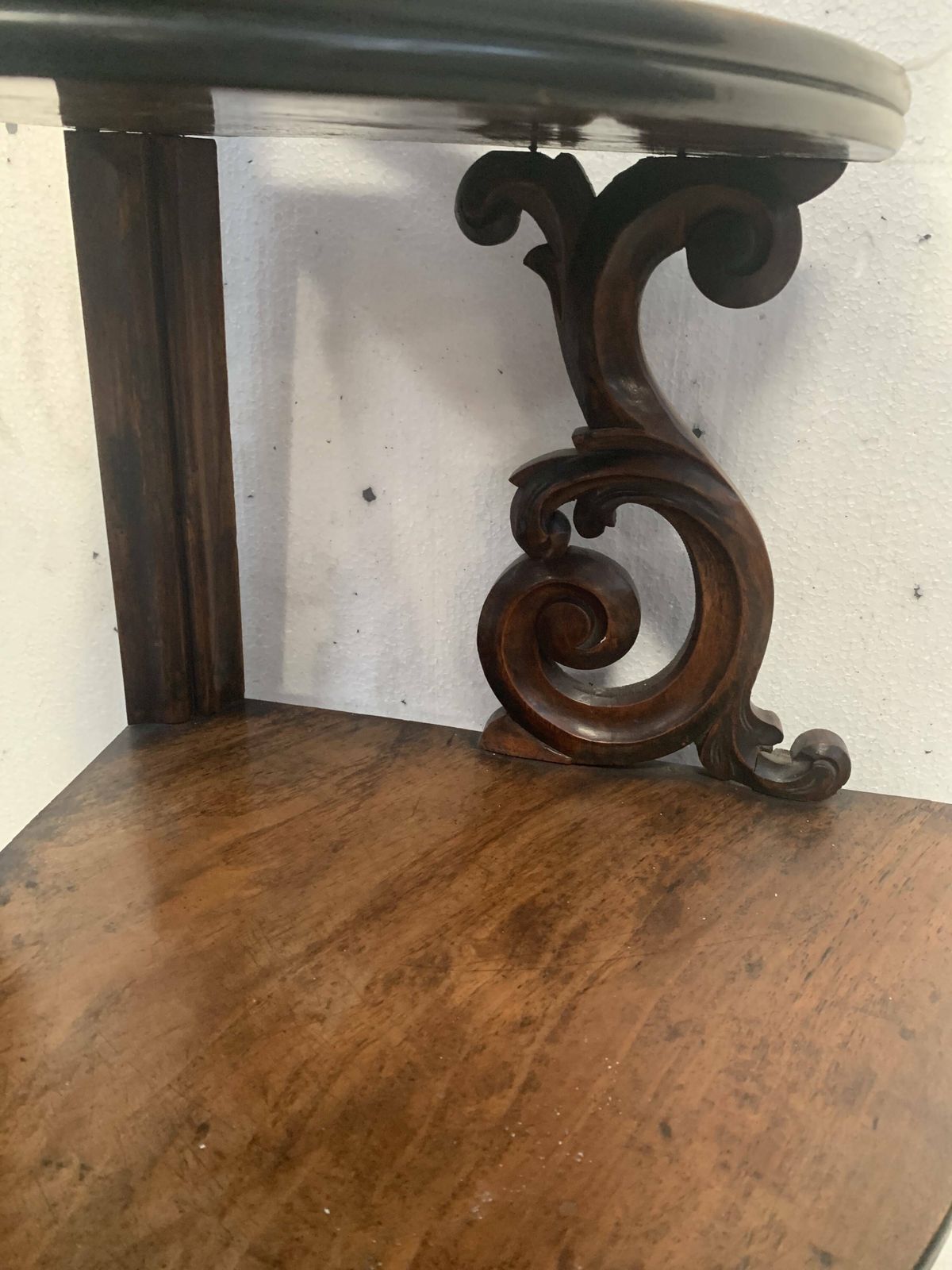 Napoleon III Corner Shelf In Solid Walnut, 19th Century photo vintage