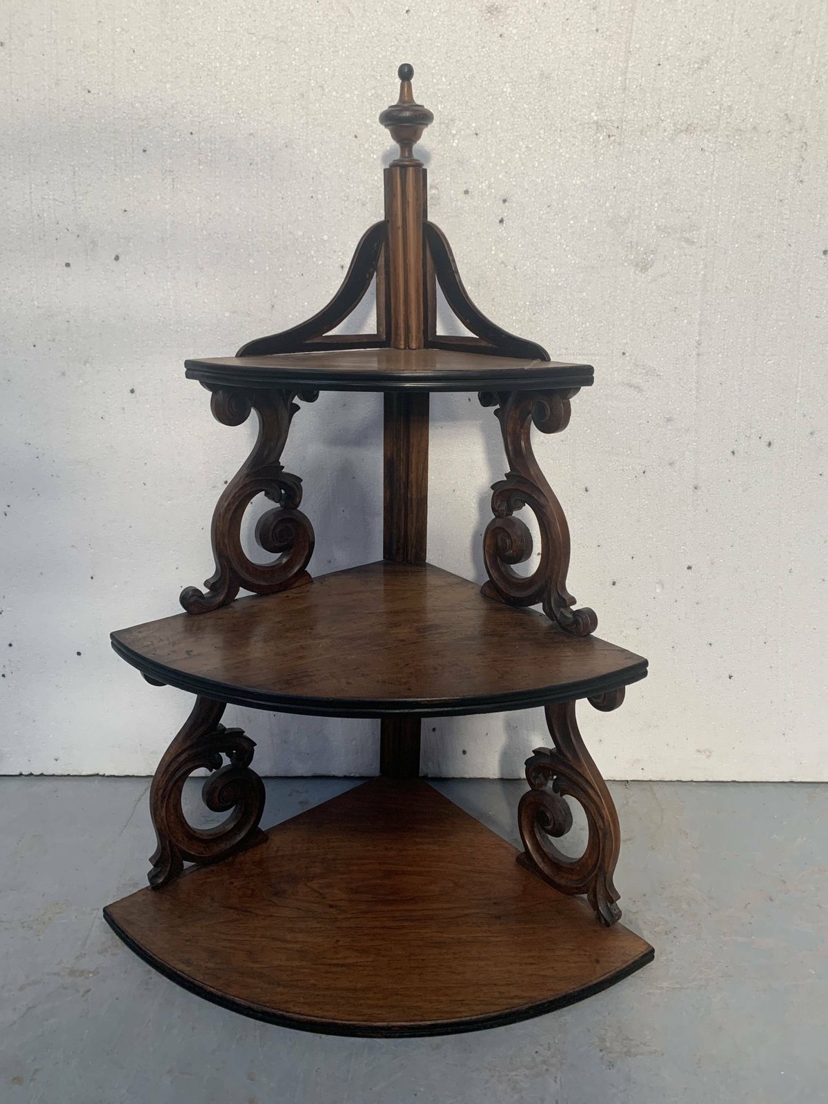 Furniture Napoleon III Corner Shelf In Solid Walnut, 19th Century photo