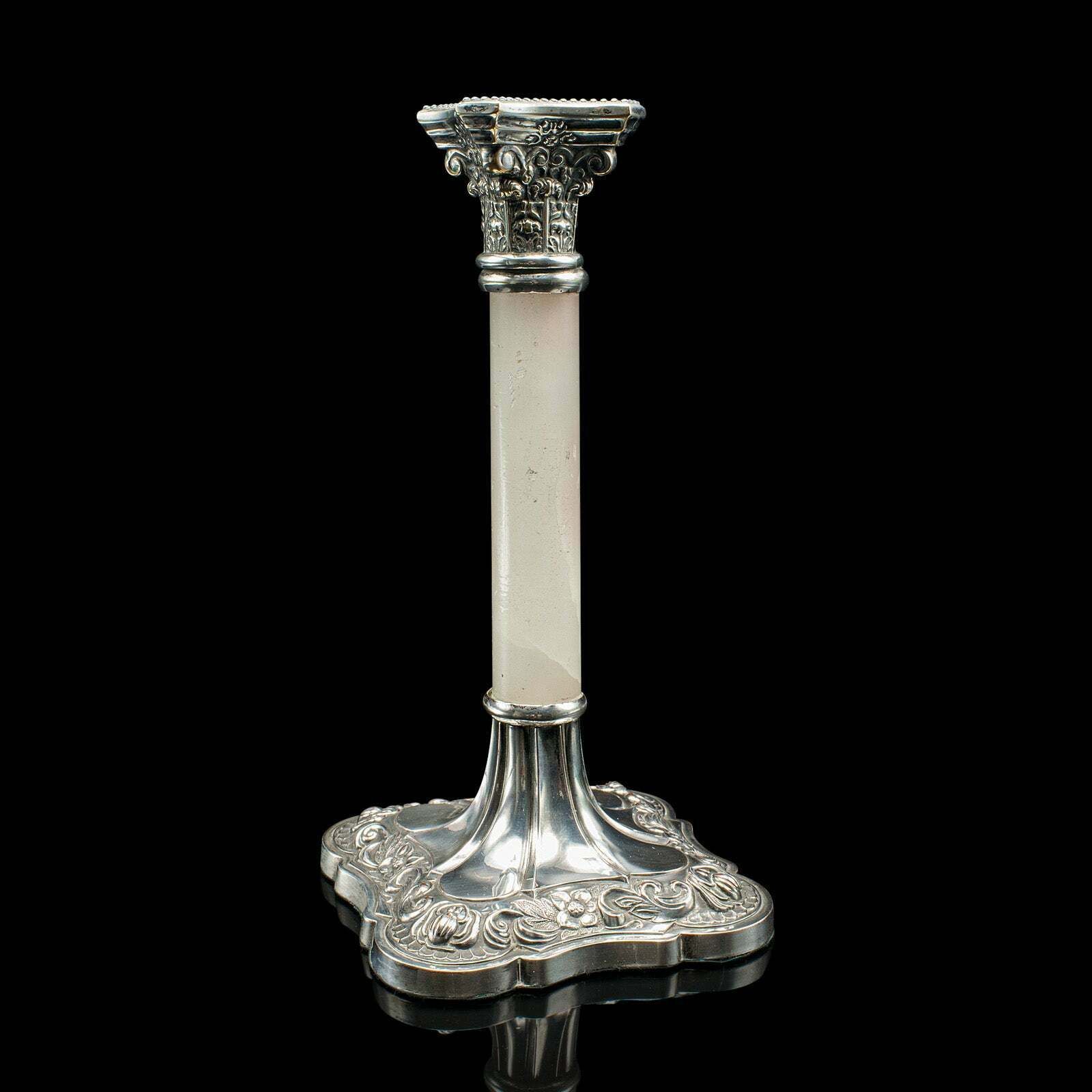 Pair Of Antique Mantlepiece Candlesticks, English, Silver Plate, Victorian, 1900 photo for sale