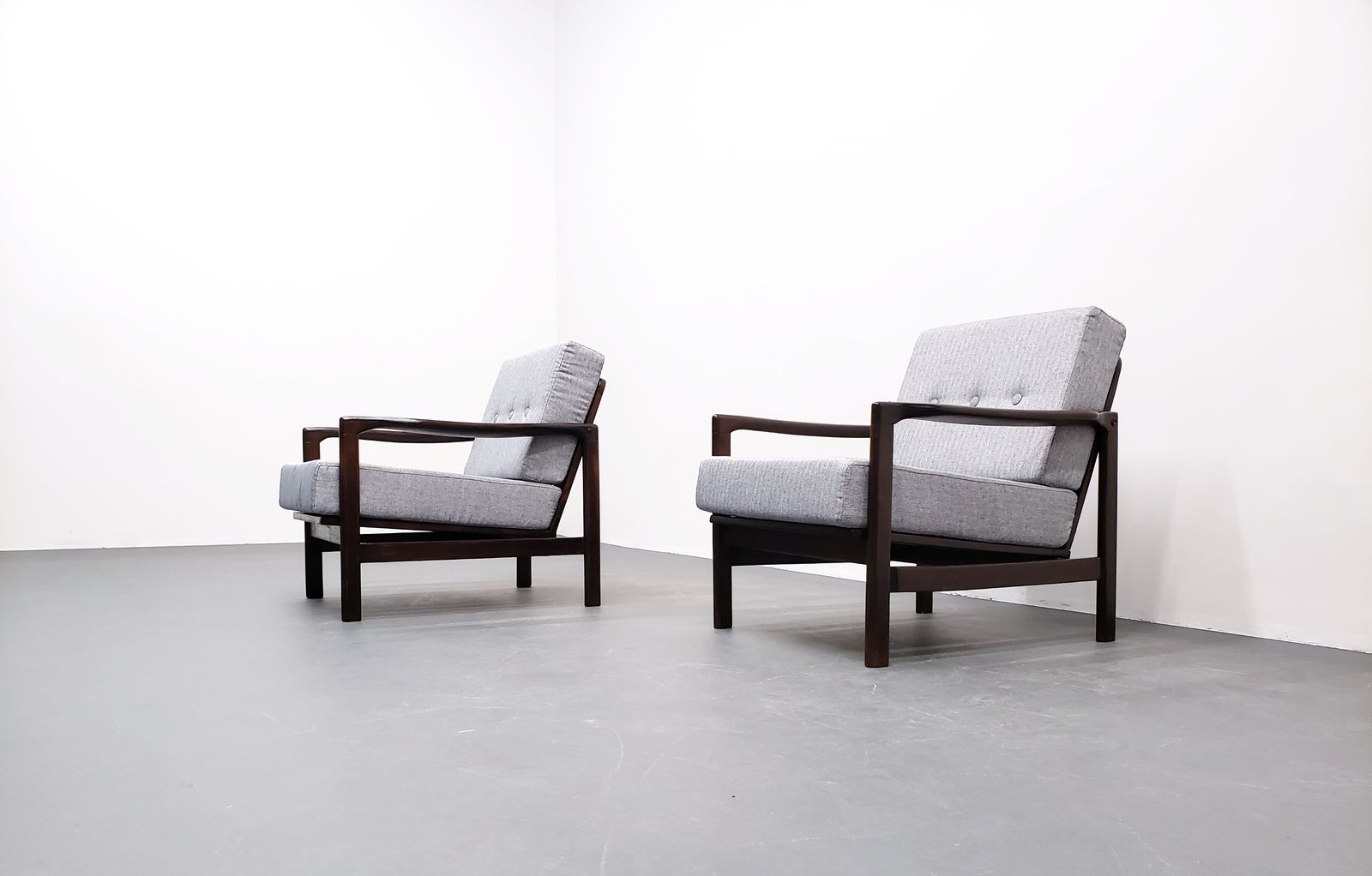 One Left   1960's Mid Century Lounger By Baczyk In Grey Tweed photo buy