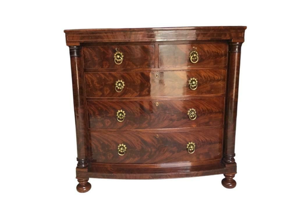Elite Antique Victorian Flame Mahogany Chest Of Drawers. photo vinterior