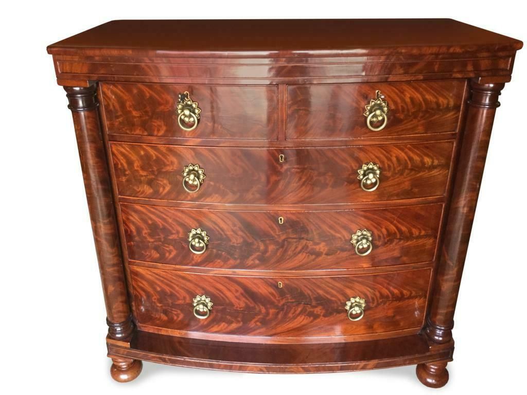 photo buy Elite Antique Victorian Flame Mahogany Chest Of Drawers.