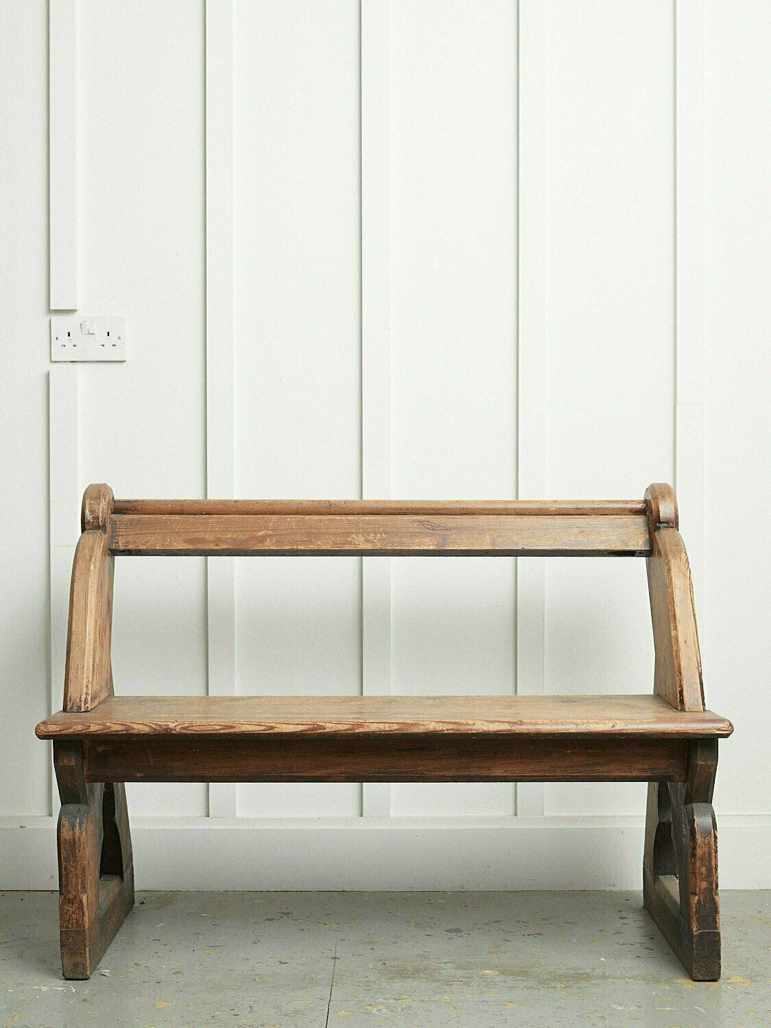 Compact Pine Church Pew Full Of Character  East London 1860’s  79cm H 103cm W 52cm D1800s