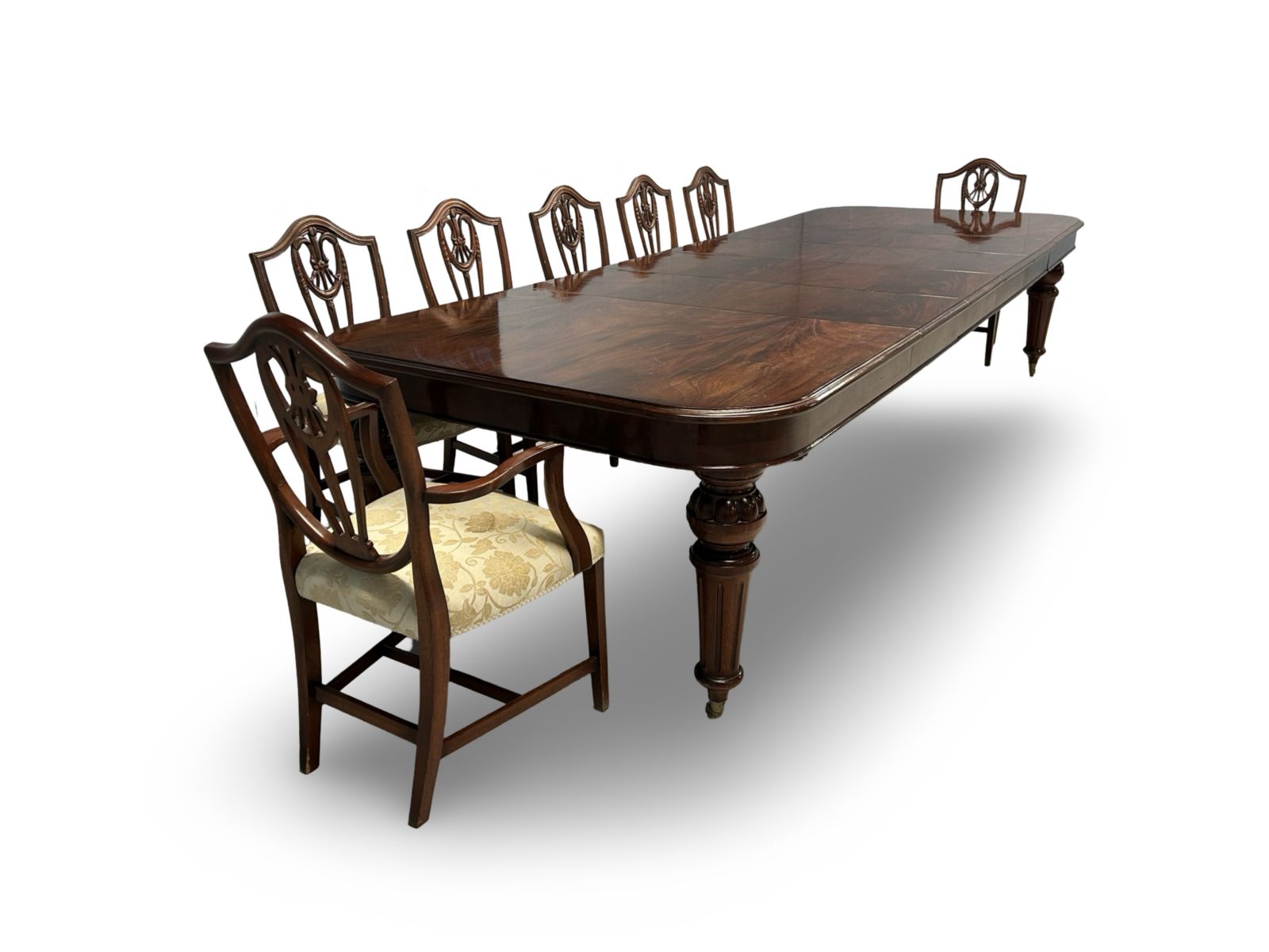 11.81ft Elite Rare Victorian 1837 1901 Flame Mahogany Dining Table To Be Pro French Polished. photo vintage