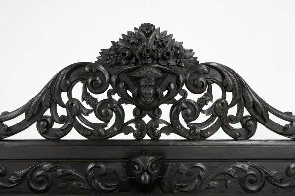 Baroque Richly Carved Black Wooden Sculptured Shelf, France, 1850s photo Furniture